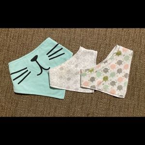 Bandana Style Baby Girl Bibs (Set of 3)